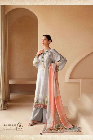 My Fashion Road Varsha Mughal Garden Designer Muslin Pakistani Pattern Suit | Beige