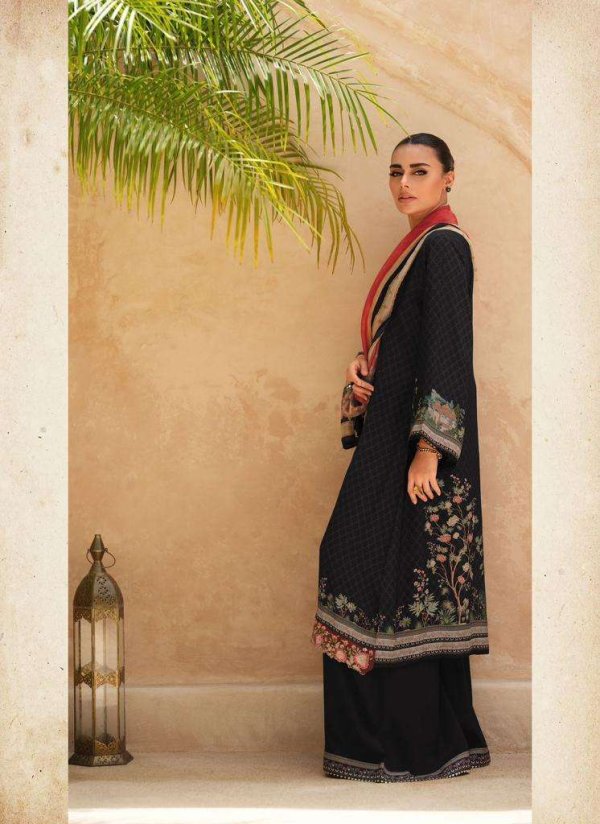 My Fashion Road Varsha Mughal Garden Designer Muslin Pakistani Pattern Suit | Black