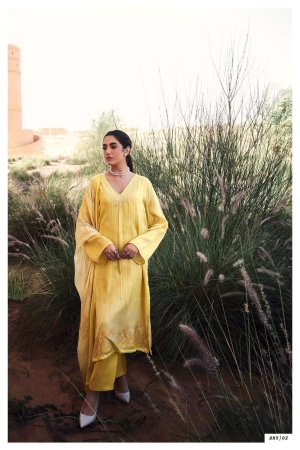 My Fashion Road Varsha Pastel Sky Fancy Exclusive Muslin Salwar Suit | Yellow
