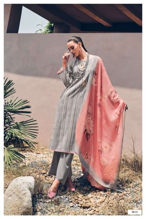 My Fashion Road Varsha Rihika Designer Cotton Ladies Unstitched Suit | Grey