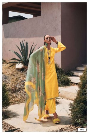 My Fashion Road Varsha Rihika Designer Cotton Ladies Unstitched Suit | Yellow