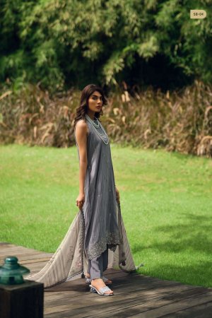 My Fashion Road Varsha Summer Breeze Designer Muslin Salwar Suit | Grey