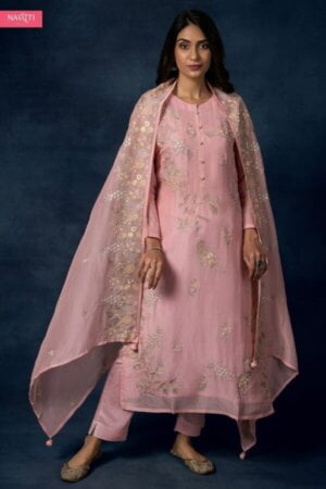 My Fashion Road Naariti Fairaz Organza Embroidered Unstitched Suit With Dupatta – Pink