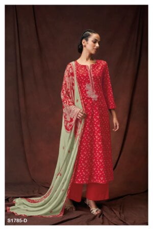 My Fashion Road Ganga Achira Pant Style Unstitched Dress Material | Red