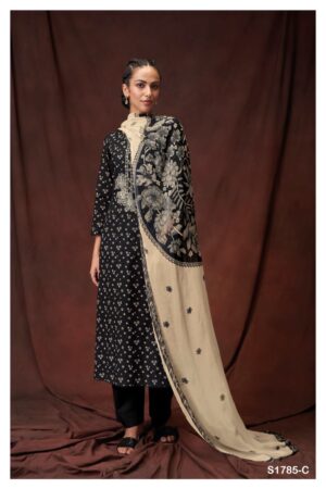 My Fashion Road Ganga Achira Pant Style Unstitched Dress Material | Black