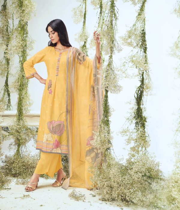 My Fashion Road Ganga Asraar Plazzo Dress Material | Yellow