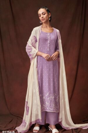 My Fashion Road Ganga Teresa Fancy Work Exclusive Unstitched Dress Material | Purple