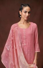 My Fashion Road Ganga Teresa Fancy Work Exclusive Unstitched Dress Material | Pink