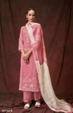 My Fashion Road Ganga Teresa Fancy Work Exclusive Unstitched Dress Material | Pink