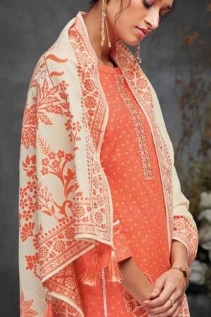 My Fashion Road Ganga Reyna Oriana Pure Cotton Fancy Unstitched Suit | Orange