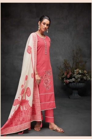 My Fashion Road Ganga Reyna Oriana Pure Cotton Fancy Unstitched Suit | Pink