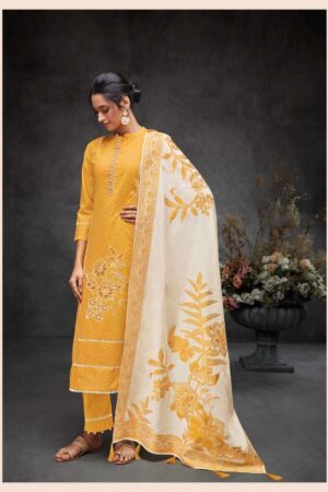 My Fashion Road Ganga Reyna Oriana Pure Cotton Fancy Unstitched Suit | Yellow