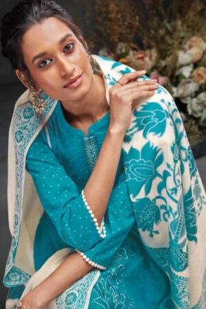 My Fashion Road Ganga Reyna Oriana Pure Cotton Fancy Unstitched Suit | Blue
