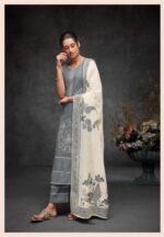 My Fashion Road Ganga Reyna Oriana Pure Cotton Fancy Unstitched Suit | Gray