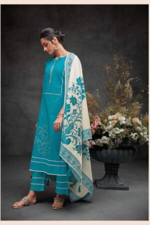 My Fashion Road Ganga Reyna Oriana Pure Cotton Fancy Unstitched Suit | Blue