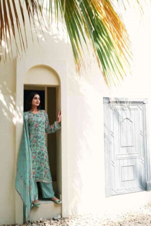 My Fashion Road Varsha Nidha Designer Print Organza Unstitched Suit | Blue