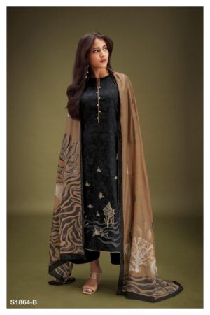 My Fashion Road Ganga Aaritra Cotton Silk Plazzo Unstitched Dress Material | S1864-B