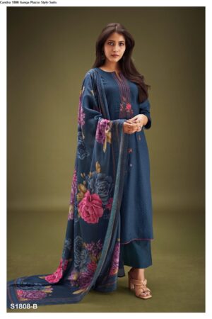 My Fashion Road Ganga Candra Cotton Silk Plazzo Unstitched Dress Material | S1808-B