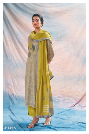 My Fashion Road Ganga Heidi Cotton Silk Fancy Unstitched Suit | Yellow