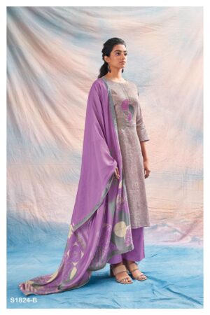 My Fashion Road Ganga Heidi Cotton Silk Fancy Unstitched Suit | Purple