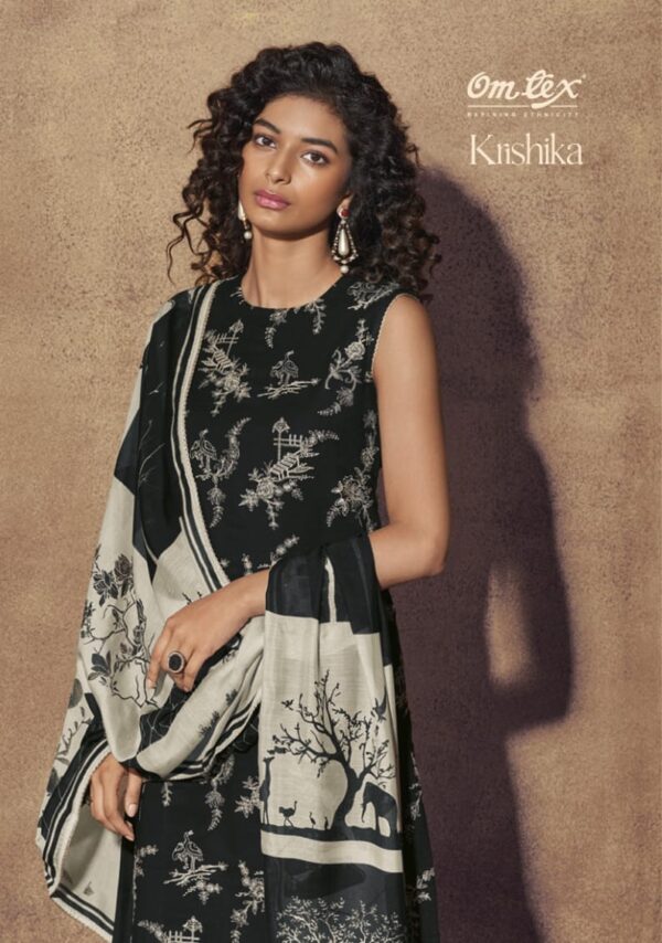 My Fashion Road Krishika Omtex Muslin Sharara Style Unstitched Suits | Black