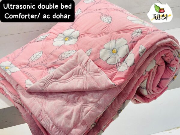 My Fashion Road COTTON ULTRASONIC REVERSIBLE DOUBLE BED /COMFORTER | PINK