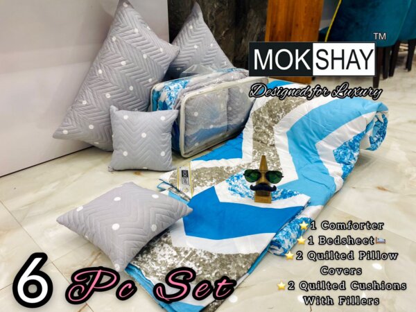 My Fashion Road Mokshay 6 Pieces Comforter and Bedsheets Bedding Set | #14