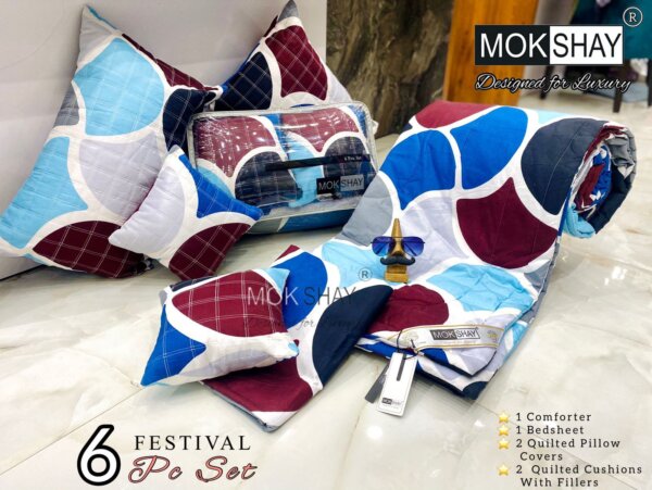My Fashion Road Mokshay 6 Pieces Comforter and Bedsheets Bedding Set | #15