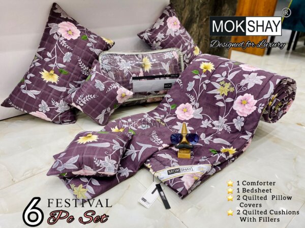 My Fashion Road Mokshay 6 Pieces Comforter and Bedsheets Bedding Set | #16