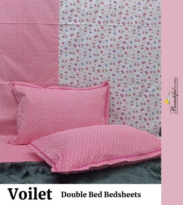 My Fashion Road Violet Premium Cotton Bedsheets With Pillow Covers | #05