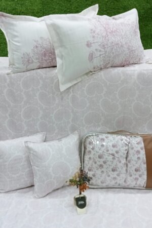 My Fashion Road White Spaces Pure Cotton King Size Premium Bedsheets Set | #02