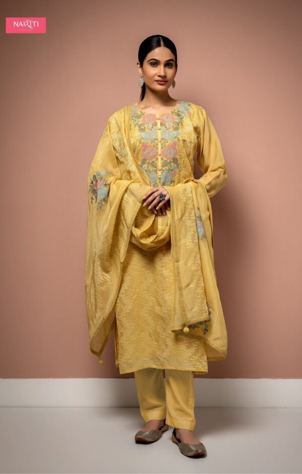 My Fashion Road Naariti Bushra Handwork Designer Unstitched Suit | Yellow