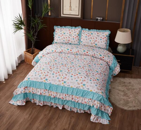 My Fashion Road MARVELLOUS FRILL KING SIZE PRINTED REVERSIBLE BED COVER SET | #09
