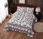 My Fashion Road MARVELLOUS FRILL KING SIZE PRINTED REVERSIBLE BED COVER SET | #08