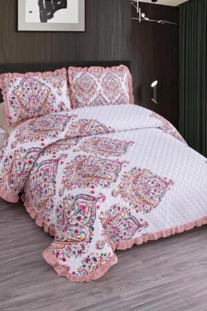 My Fashion Road MARVELLOUS FRILL KING SIZE PRINTED REVERSIBLE BED COVER SET | #07
