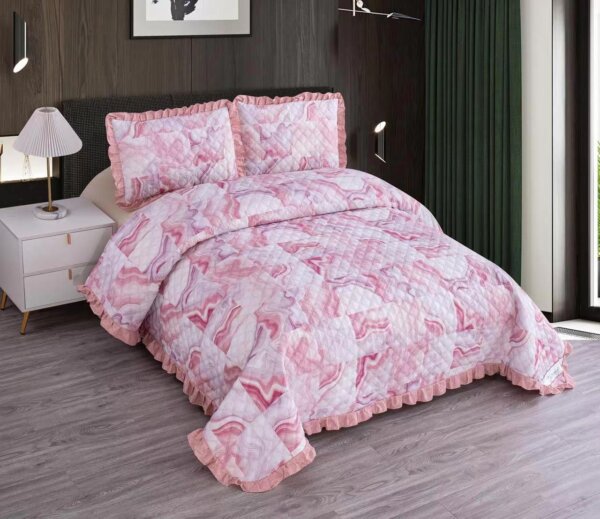 My Fashion Road MARVELLOUS FRILL KING SIZE PRINTED REVERSIBLE BED COVER SET | #05