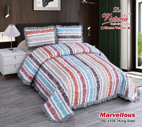 My Fashion Road MARVELLOUS FRILL KING SIZE PRINTED REVERSIBLE BED COVER SET | #04