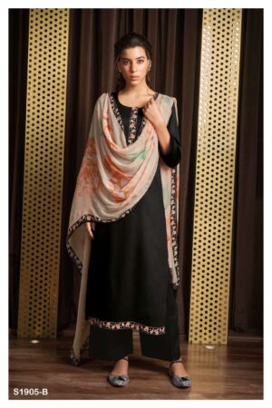 My Fashion Road Ganga Evelyn Cotton Silk Plazzo Unstitched Dress Material | S1905-B