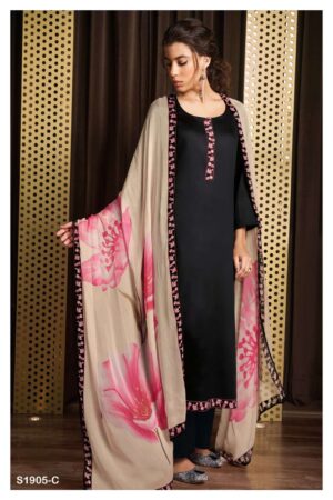My Fashion Road Ganga Evelyn Cotton Silk Plazzo Unstitched Dress Material | S1905-C