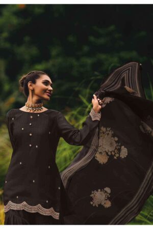 My Fashion Road Varsha Lavanya Designer Muslin Unstitched Suit | Black