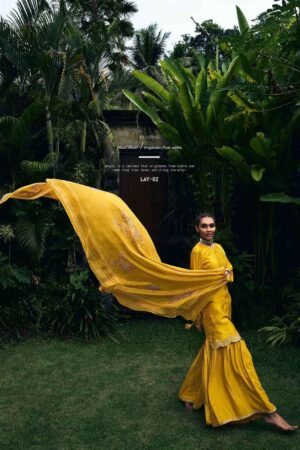 My Fashion Road Varsha Lavanya Designer Muslin Unstitched Suit | Yellow