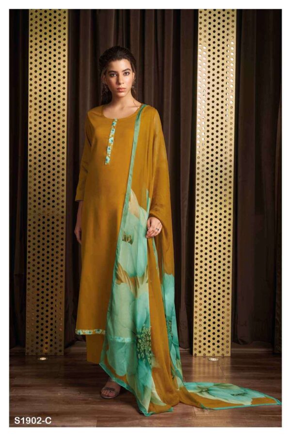 My Fashion Road Ganga Oeshi 1902 Festive Collection Cotton Silk Dress | S1902-C