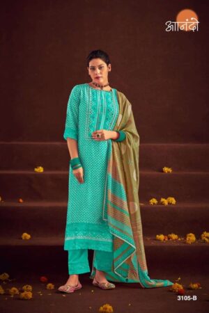 My Fashion Road Jay Vijay Aanando Gulika Fancy Muslin Silk Salwar Kameez Suit | 3105-B