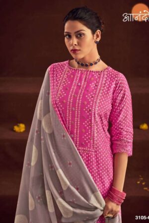 My Fashion Road Jay Vijay Aanando Gulika Fancy Muslin Silk Salwar Kameez Suit | 3105-C