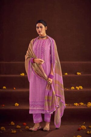 My Fashion Road Jay Vijay Aanando Gulika Fancy Muslin Silk Salwar Kameez Suit | 3105-A