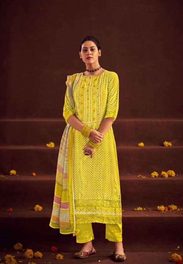 My Fashion Road Jay Vijay Aanando Gulika Fancy Muslin Silk Salwar Kameez Suit | 3105-D
