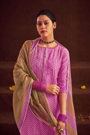 My Fashion Road Jay Vijay Aanando Gulika Fancy Muslin Silk Salwar Kameez Suit | 3105-A