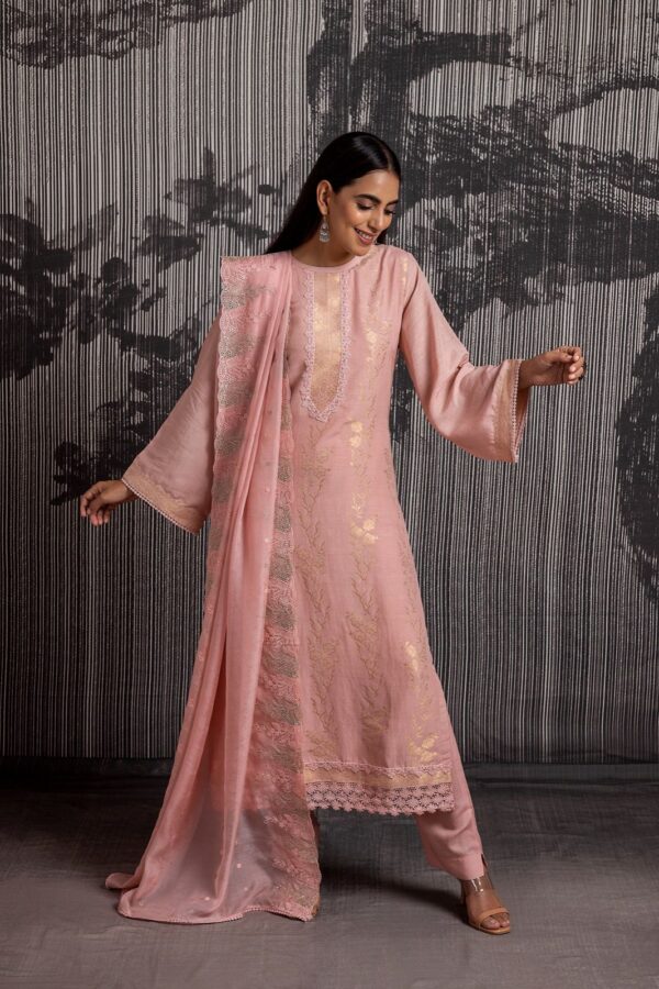 My Fashion Road Naariti Mishti Pure Silk Designer Unstitched Suit | Pink