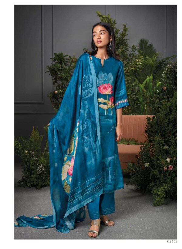 My Fashion Road Ganga Eshaal Fancy Designer Silk Ladies Unstitched Suit | S1504