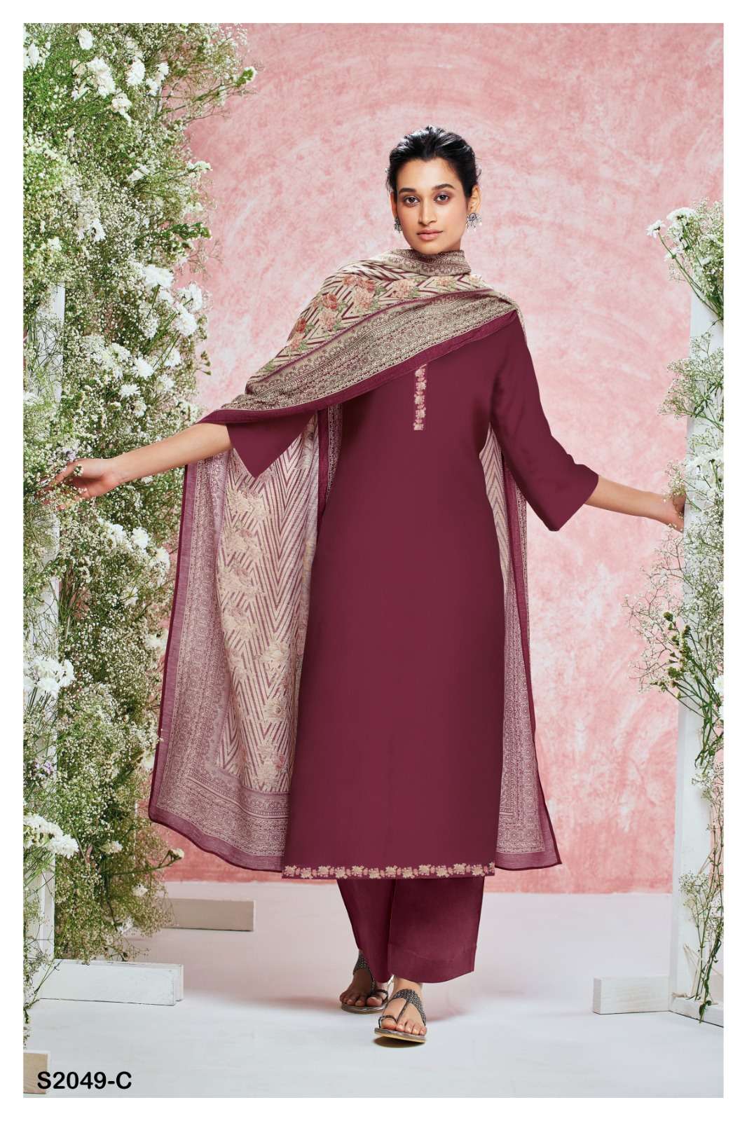 Red Raas Crepe Suit Unstitched Suit With Crochet lace – Kalasheel